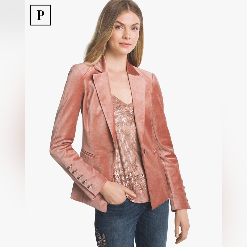 WHBM - Pink Velvety Blazer Jacket - US Women's Size 4 - White House Black Market